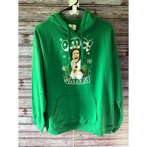 Elf Movie Women's OMG SANTA Buddy the Elf Green Graphic Pullover Hoodie XXXL 21